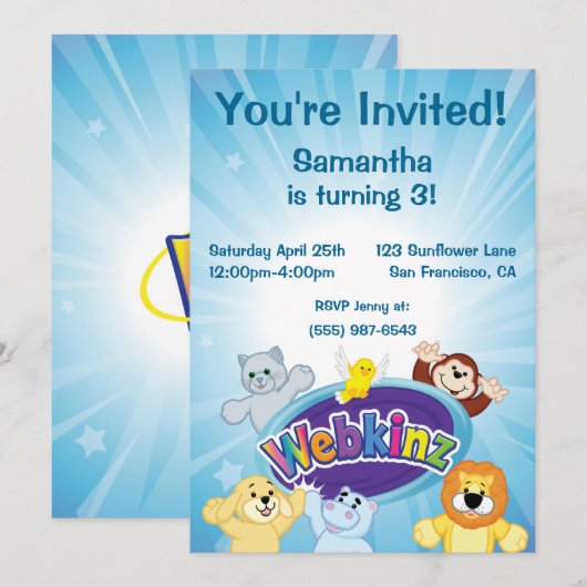 Invitation Webkinz : Entrez et jouez (Devant / Derrière)