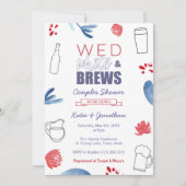 Invitation Wed White et Brews American Co-ed Wedding shower (Devant)
