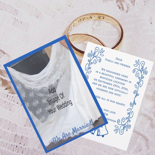 Invitation Wedding Announcement Card Blue Sapphire Bells