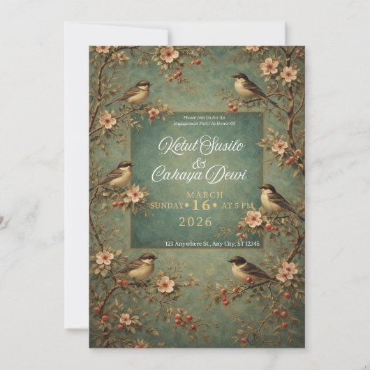 Invitation wedding birds (Devant)