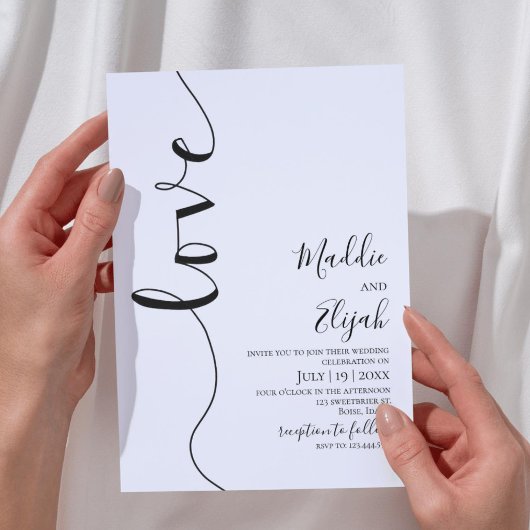 Invitation Wedding, Black & White Simple, Typography, Script,