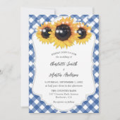 Invitation Wedding Blue Gingham (Devant)