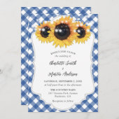 Invitation Wedding Blue Gingham (Devant / Derrière)