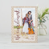 Invitation Wedding Bohemian Tribal Textile Texture Background (Debout devant)