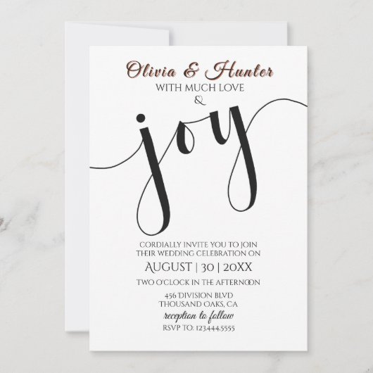 Invitation Wedding, Burnt Orange, Modern, Typography, Script, (Devant)