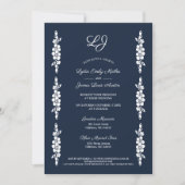 Invitation Wedding Chic Photo Navy & White Trendy Flowers (Devant)