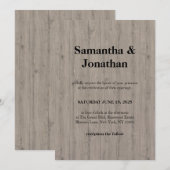 Invitation Wedding Classic Rustic Wood Plank Style (Devant / Derrière)