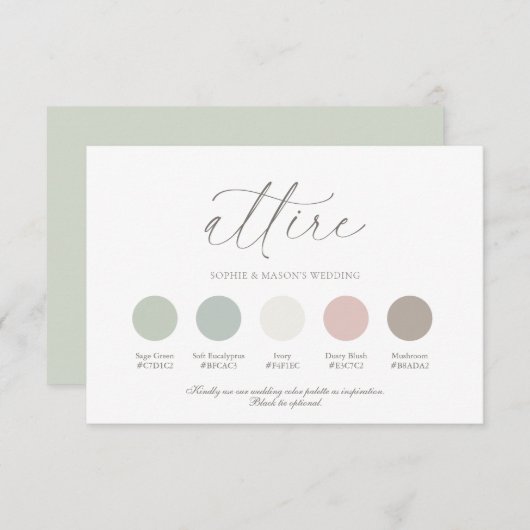 Invitation Wedding Color Palette Guide (Devant / Derrière)