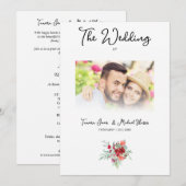 Invitation Wedding Colorful Red Shades Flowers Bouquet (Devant / Derrière)