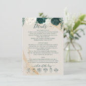 Invitation Wedding Cream Finer Details Emerald Green Rose (Debout devant)
