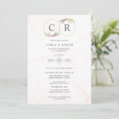 Invitation Wedding Delicate Romantic Flower Garland Pastel  (Debout devant)