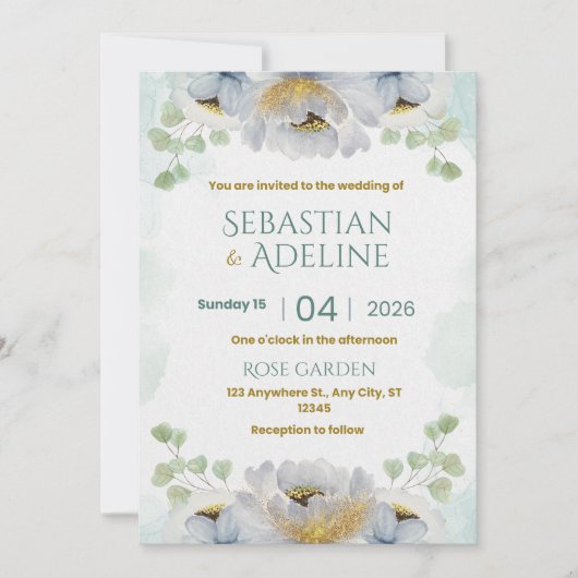 Invitation wedding flowers (Devant)