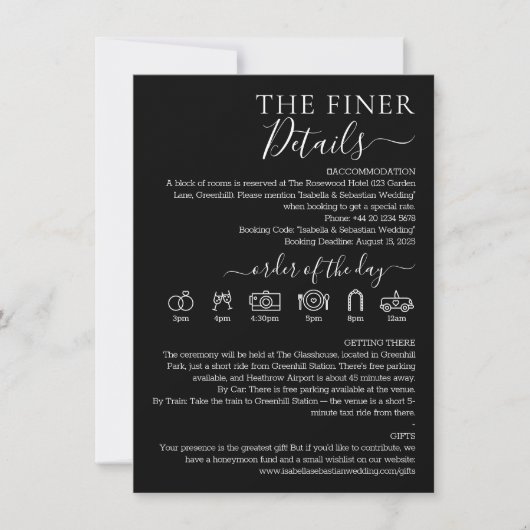 Invitation Wedding Formal Black Finer Details (Devant)