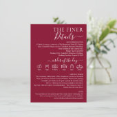 Invitation Wedding Formal Burgundy Finer Details (Debout devant)