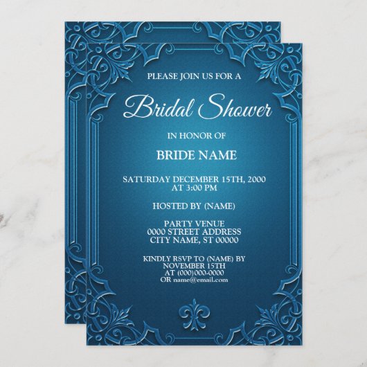 Invitation Wedding Geometric Teal Turquoise Bridal Shower (Devant / Derrière)