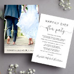 Invitation Wedding Happily Ever After Party Photo Reception<br><div class="desc">Stylish elopement or smaller wedding announcement to inform family and friends that your wedding plans changed, and you eloped or reduced the number of guests at your wedding, and to invite them to a wedding reception or celebration party. On the front, "Happily Ever After Party" is written in a mix...</div>