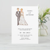 Invitation Wedding invitation, hand drawn illustration. (Debout devant)