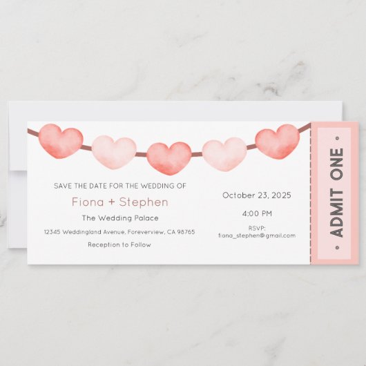 Invitation Wedding Invitation, Wedding Ceremony Reception (Devant)