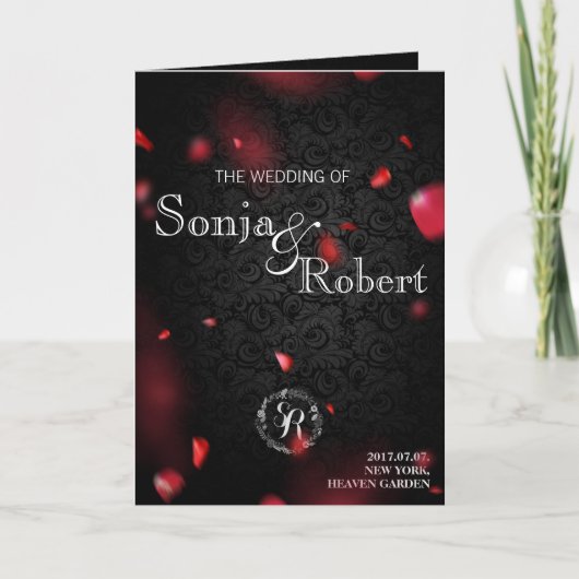 Invitation Wedding Invite - Gothic W Rose Petals (Devant)