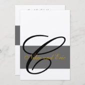 Invitation Wedding Invite Monogram Names Gold Black Gray (Devant / Derrière)