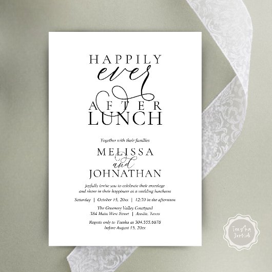 Invitation Wedding Lunch Invites, Elegant Happily Ever After