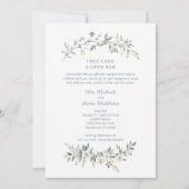 Invitation Wedding Minimalist Green Flowers & Branches Photo (Devant)