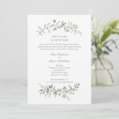 Invitation Wedding Minimalist Green Flowers & Branches Photo (Debout devant)