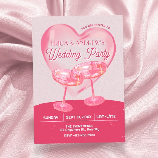Invitation Wedding Party Pink grunge cheers