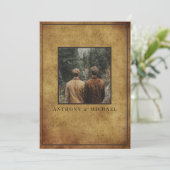 Invitation Wedding Photo Elegant Brown Grunge Background   (Debout devant)