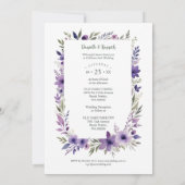 Invitation Wedding Purple Shades Flowers Branches Photo (Dos)