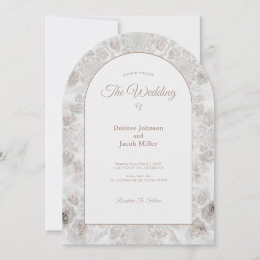 Invitation Wedding Reception Gold White Silver Elegant Arch (Devant)