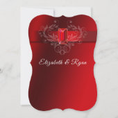 Invitation Wedding Red Satin Ribbon Sparkling Ruby (Devant)