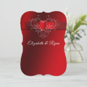 Invitation Wedding Red Satin Ribbon Sparkling Ruby (Debout devant)