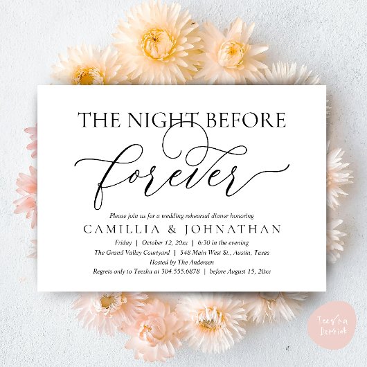 Invitation Wedding Rehearsal Dinner, The Night Before Forever
