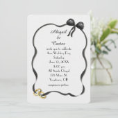 Invitation Wedding Rings and Bow Frame On White (Debout devant)