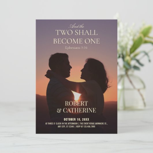 Invitation Wedding romantic photo (Debout devant)