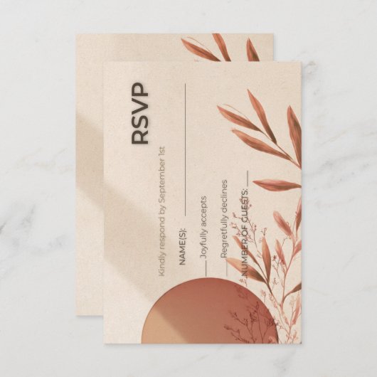 Invitation Wedding RSVP Card Terracotta Arch Olive Branch (Devant / Derrière)