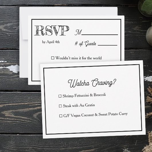 Invitation  Wedding RSVP & Meal Choices