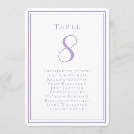 Invitation Wedding Seating List Guest Table Number Lavender (Devant)