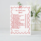 Invitation  Wedding shoe Italian Bridal Shower game card (Debout devant)