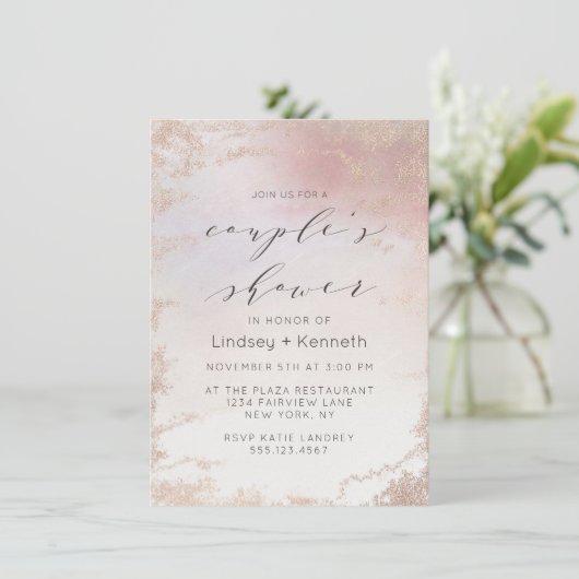 Invitation Wedding shower à huile glacée rose Ombre (Debout devant)