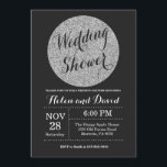 Invitation Wedding shower à la Parties scintillant<br><div class="desc">Carte Wedding shower d'invitation à la Parties scintillant noire et d'argent. Pour plus de personnalisation,  cliquez sur le bouton "Customiser" et utilisez notre outil de conception pour modifier ce modèle.</div>