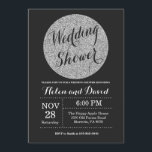 Invitation Wedding shower à la Parties scintillant<br><div class="desc">Carte Wedding shower d'invitation à la Parties scintillant noire et d'argent. Pour plus de personnalisation,  cliquez sur le bouton "Customiser" et utilisez notre outil de conception pour modifier ce modèle.</div>