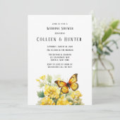 Invitation Wedding shower à papillon d'Hydrangée jaune (Debout devant)