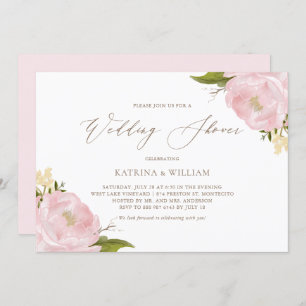 Invitation Wedding shower Aquarelle Pink Peonies