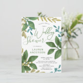 Invitation Wedding shower Aquarelle Thé Feuille Foliing (Debout devant)