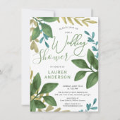 Invitation Wedding shower Aquarelle Thé Feuille Foliing (Devant)