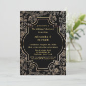 Invitation Wedding shower Art Déco Gatsby Black Gold (Debout devant)