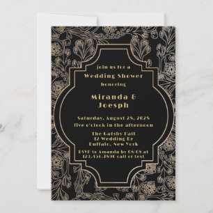 Invitation Wedding shower Art Déco Gatsby Black Gold