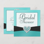 Invitation Wedding shower bleu et noir d'Aqua de parties (Devant / Derrière)